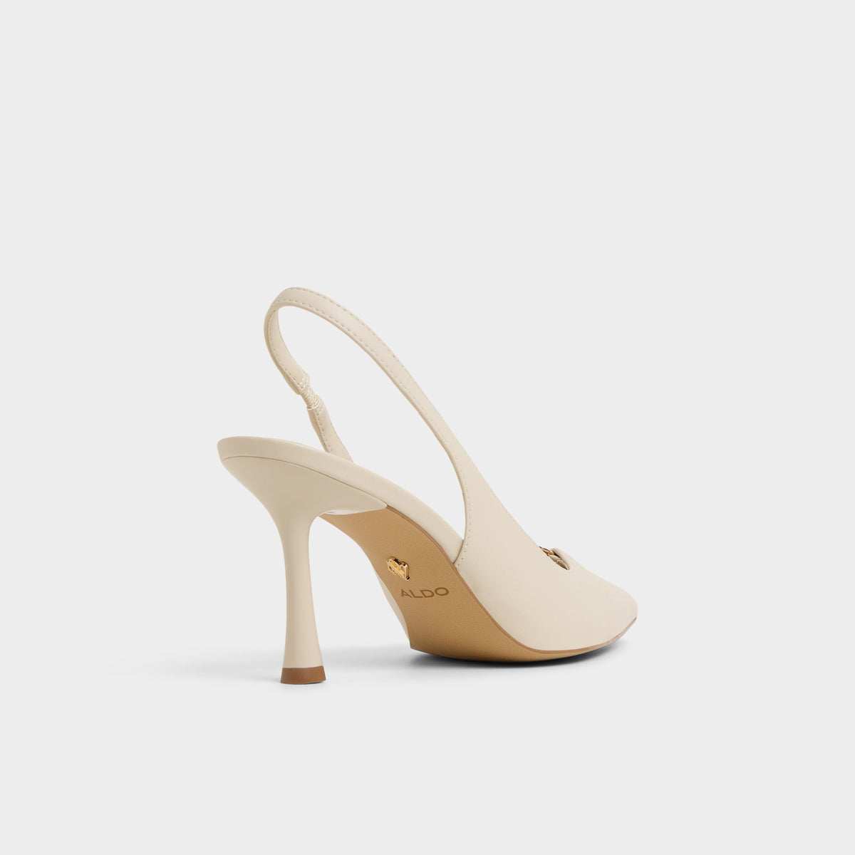 Three-quarter angle of Other white Augustas Slingback heel's back side
