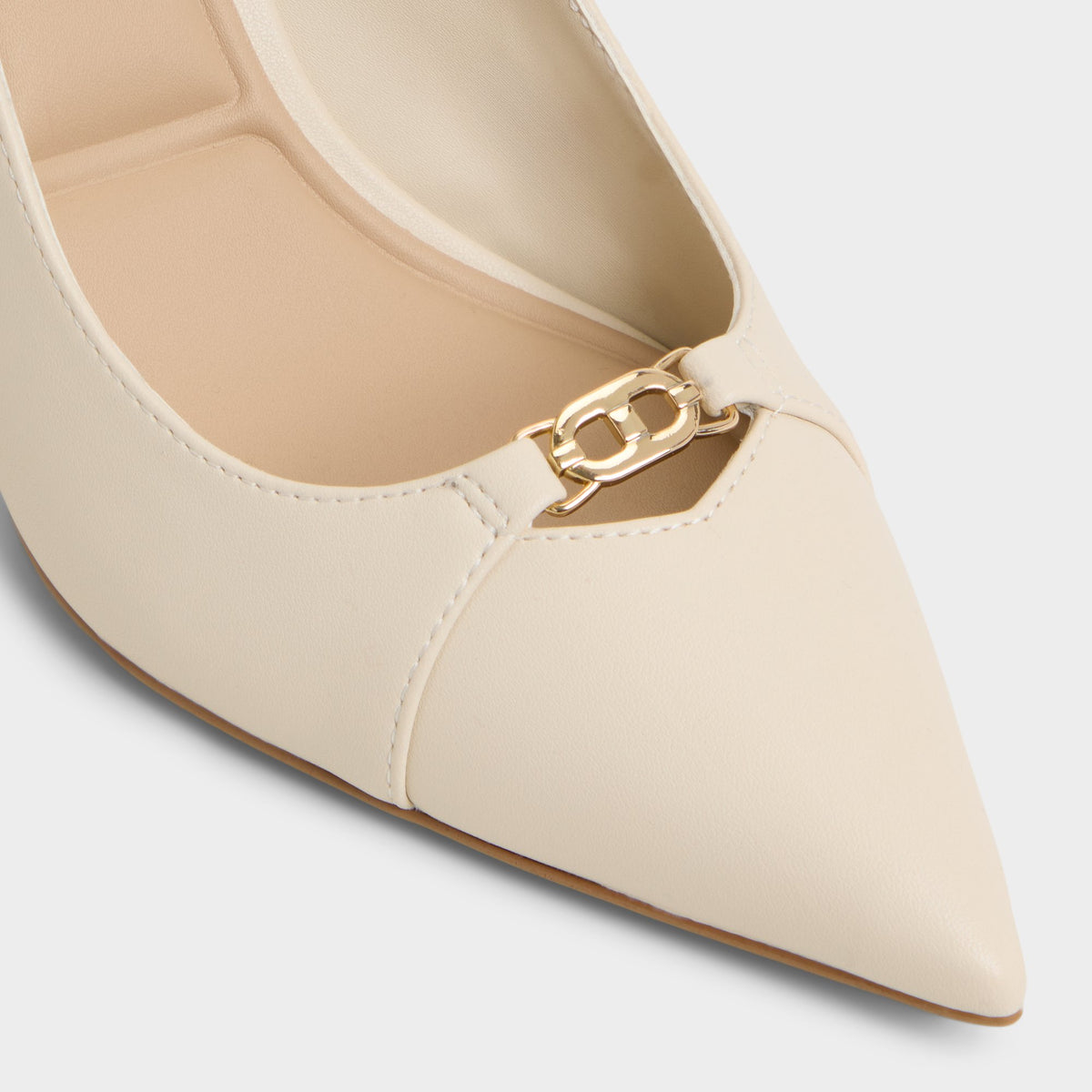 Close-up of the Other white Augustas Slingback heel