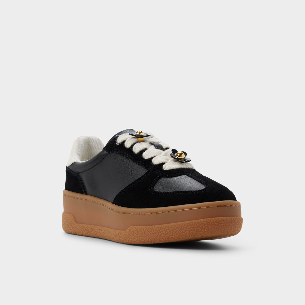 Three-quarter angle of Black Deevale Jogger sneaker's front side