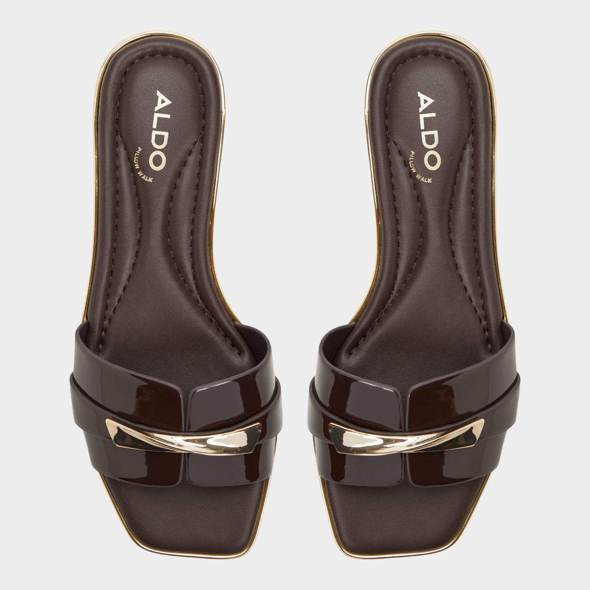 Top-down view of the Medium brown Darlina Slide sandal