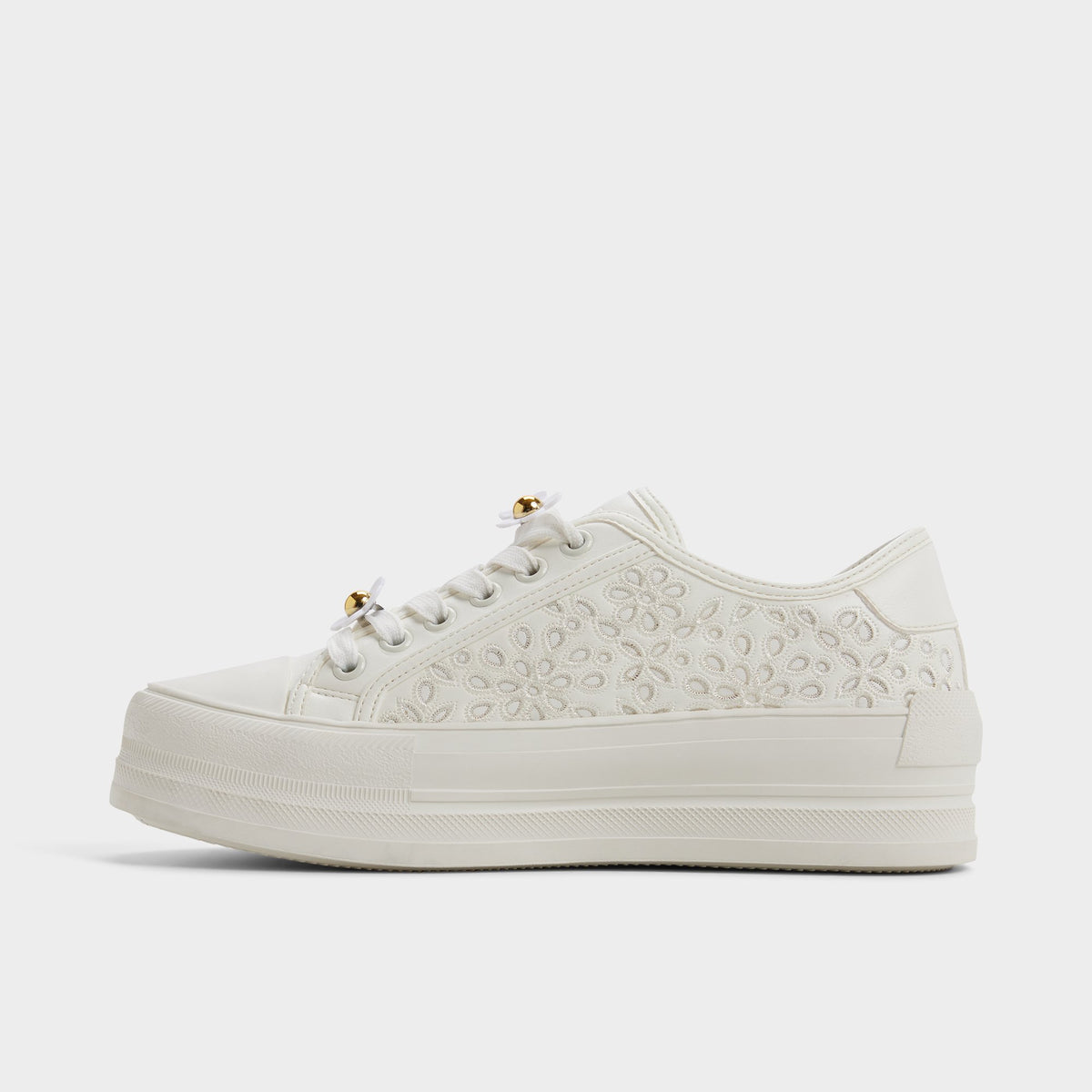 Vue latérale de Blanc Ouvert Rayes Sneaker bas