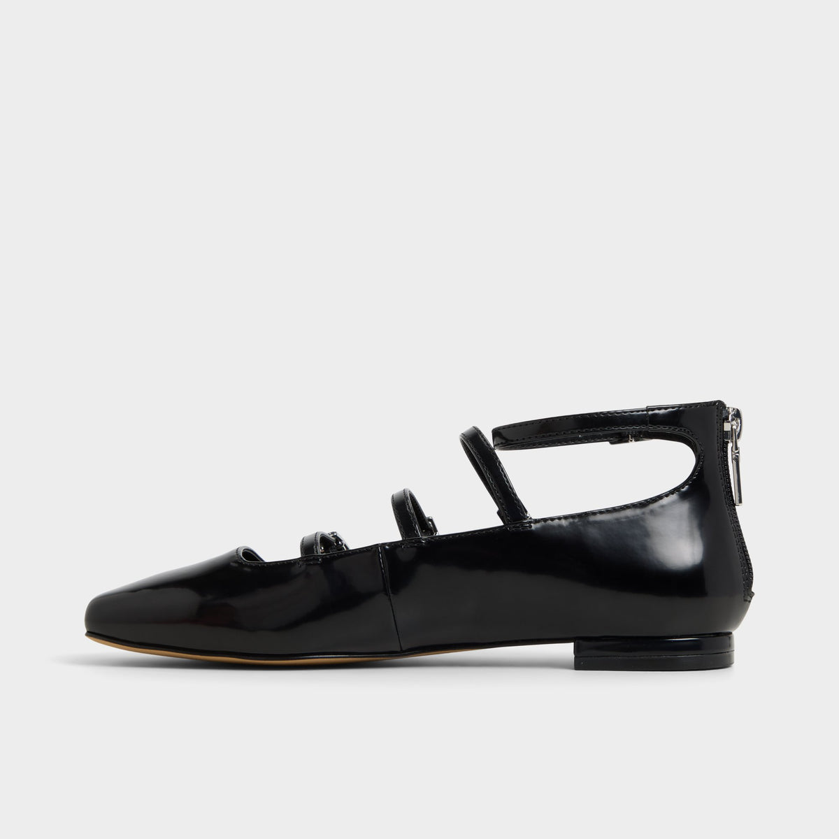 Side view of Black Nelta Ballet flat