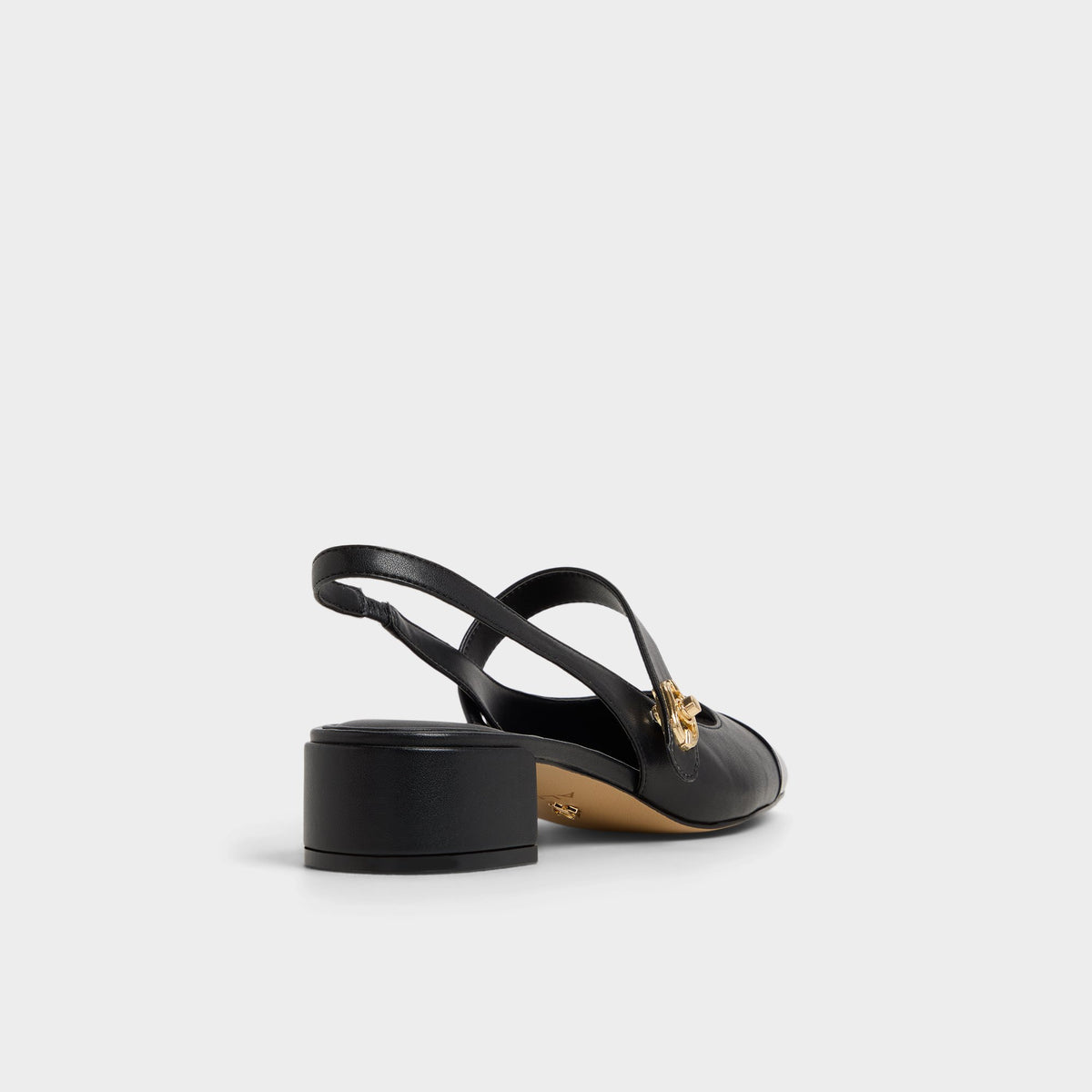 Three-quarter angle of Black Agathe Slingback heel's back side