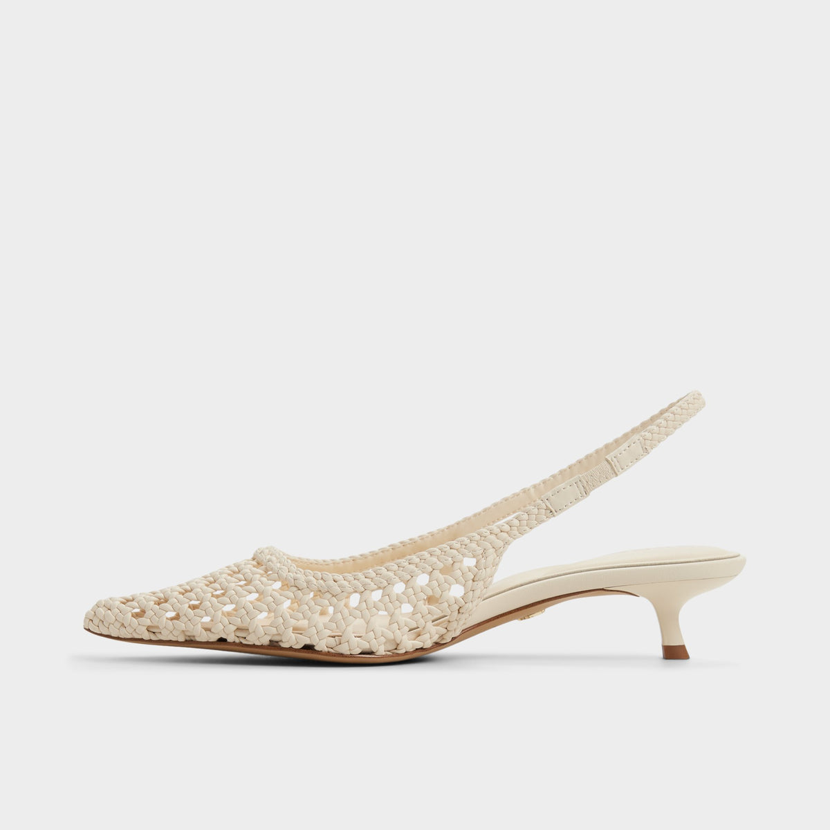 Side view of Light beige Violettia Slingback kitten heel