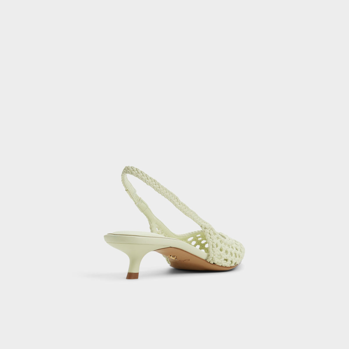 Three-quarter angle of Other green Violettia Slingback kitten heel's back side