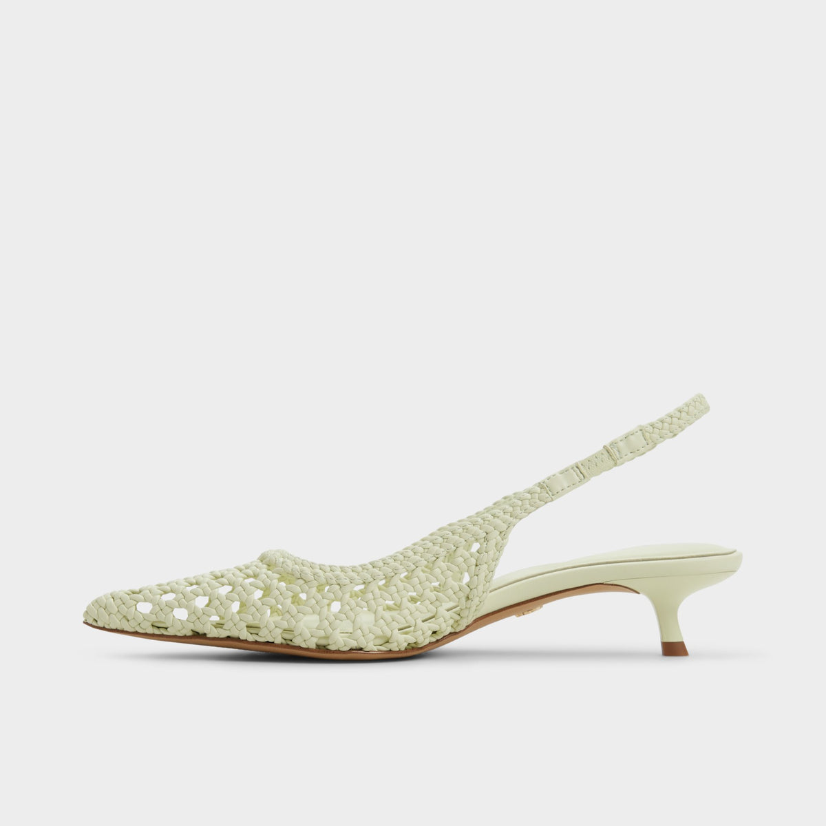 Side view of Other green Violettia Slingback kitten heel