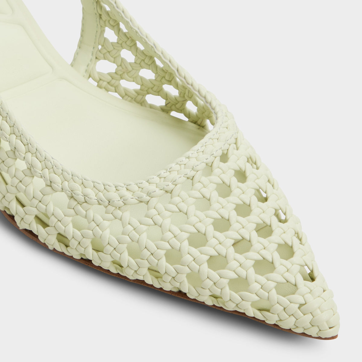 Close-up of the Other green Violettia Slingback kitten heel