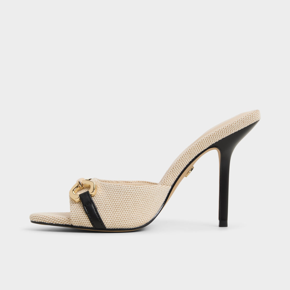 Side view of Open natural Madelynie Heeled mule