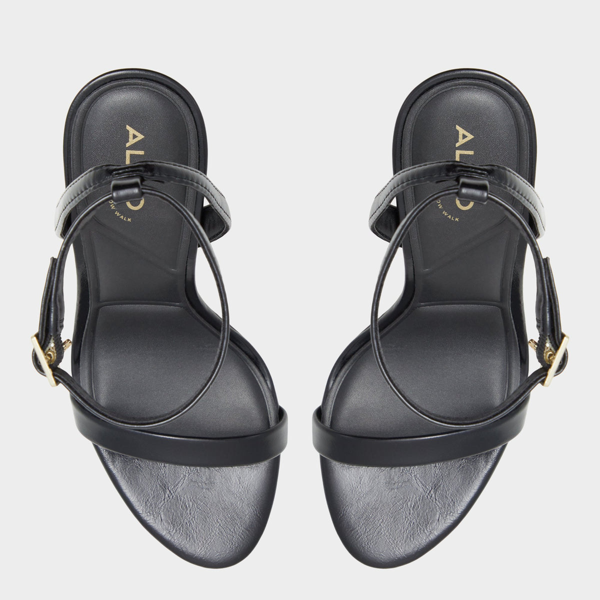 Top-down view of the Black Maristou-xt Strappy heeled sandal