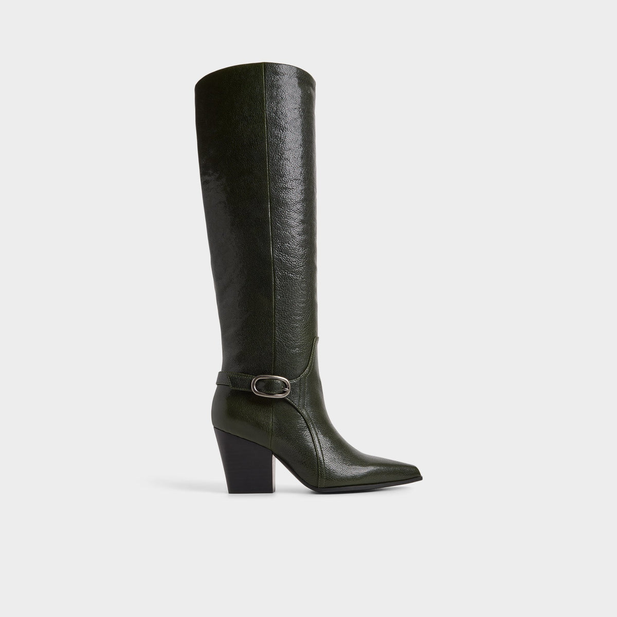 Main View of Dark green Saddle Knee-high boot for Womens