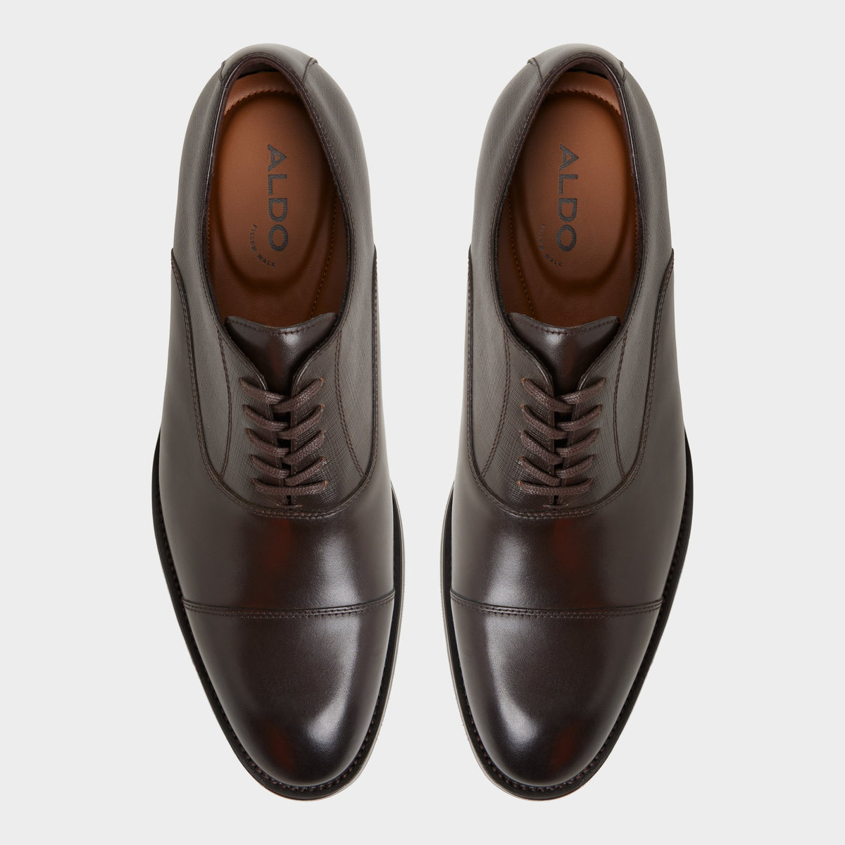 Top-down view of the Dark brown Reece Oxford shoe