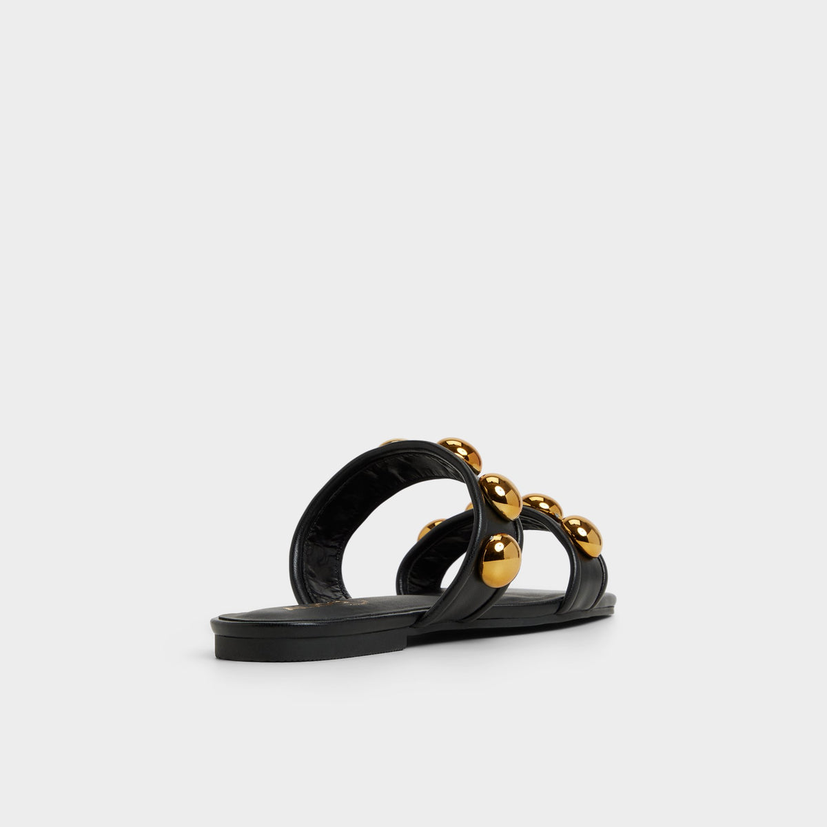 Angle de trois quarts de l'arrière de Noir Katalena Slide sandal