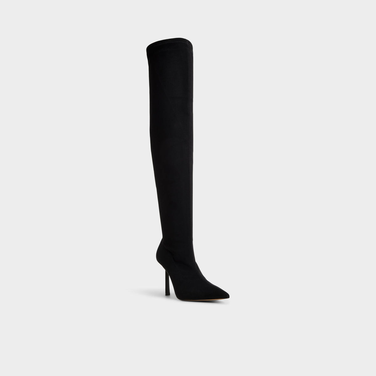 Three-quarter angle of Black Caldan Over-the-knee boot's front side