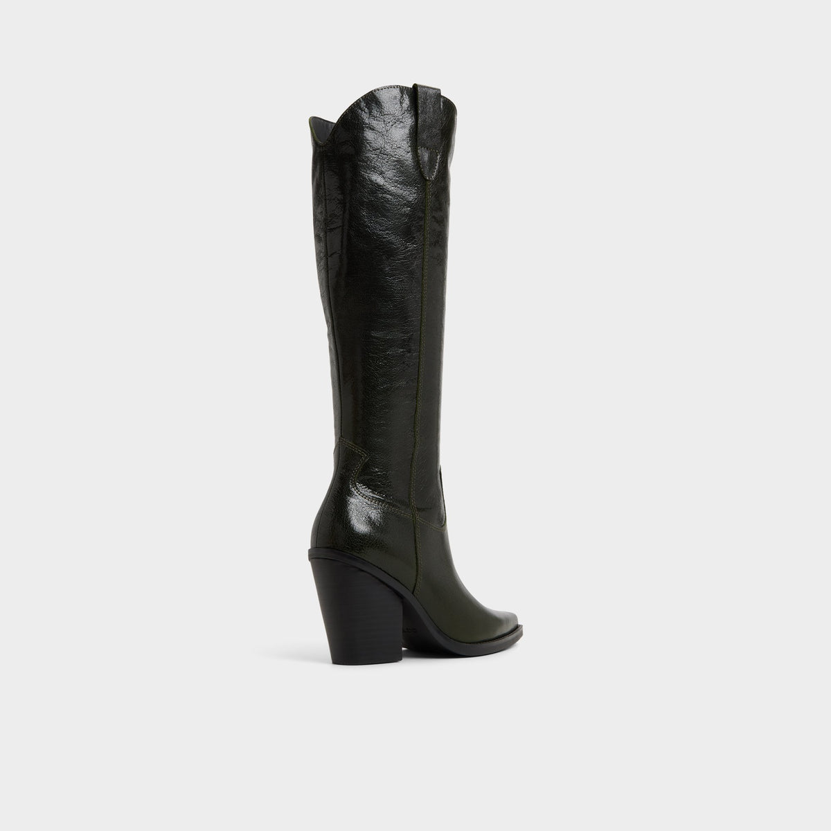Three-quarter angle of Dark green Nevada Over-the-knee boot's back side