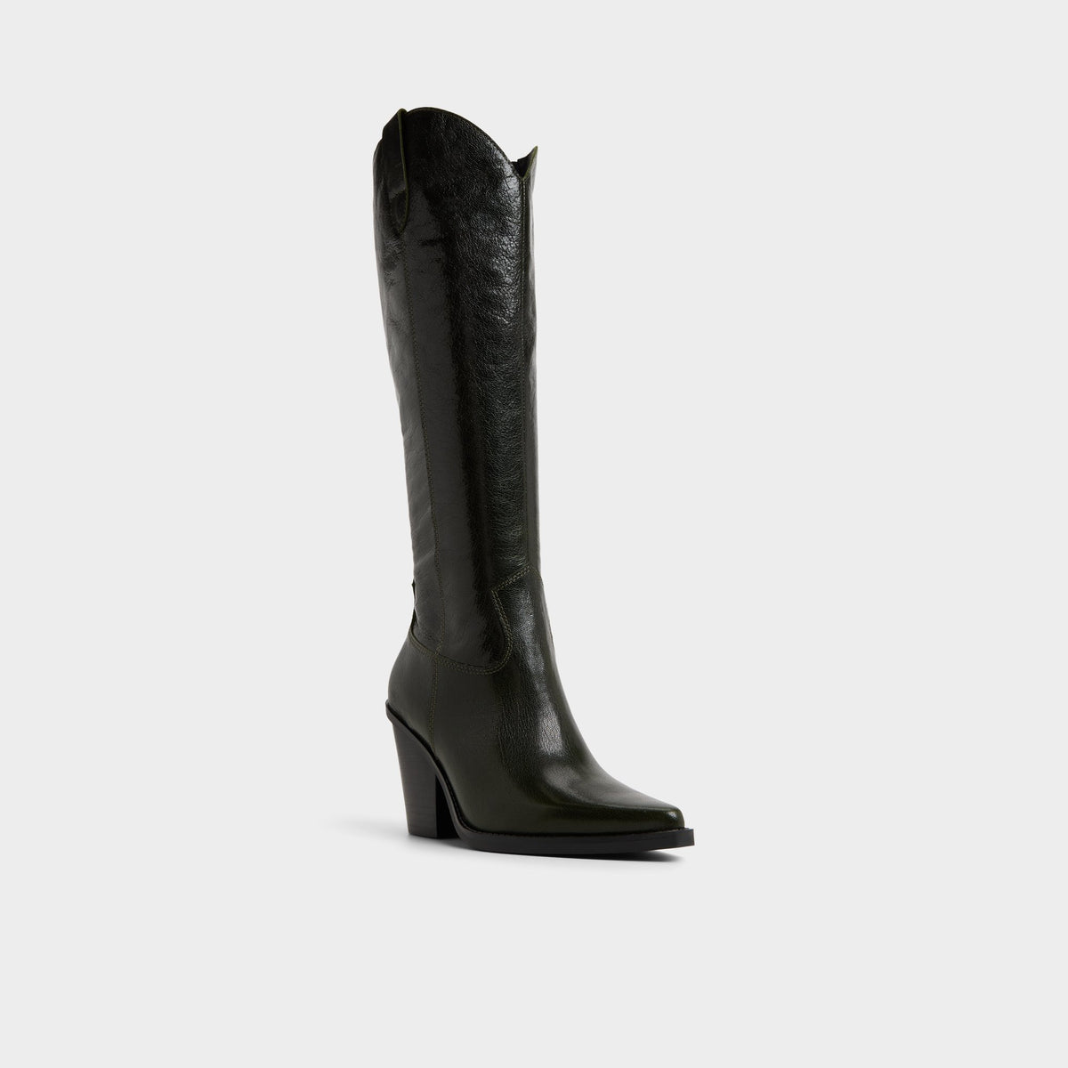 Three-quarter angle of Dark green Nevada Over-the-knee boot's front side