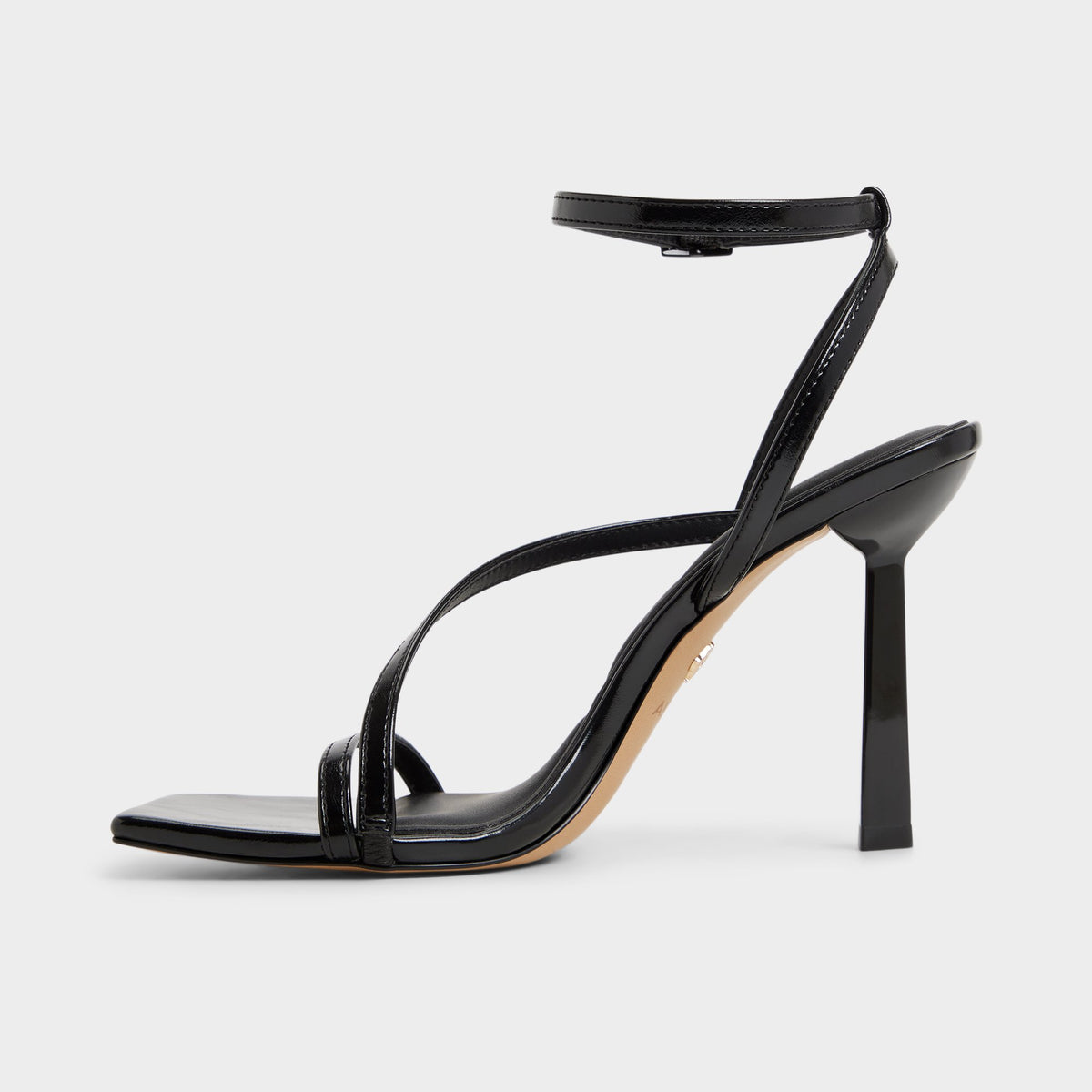 Side view of Other black Scintilla Strappy heeled sandal