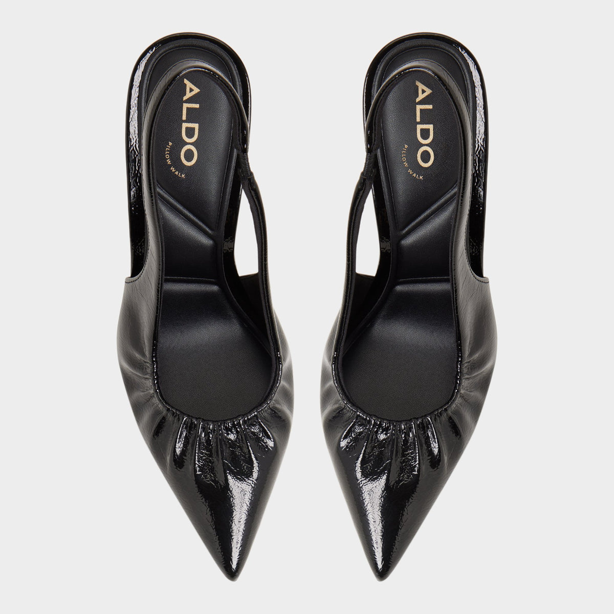 Top-down view of the Black Mystie Slingback heel