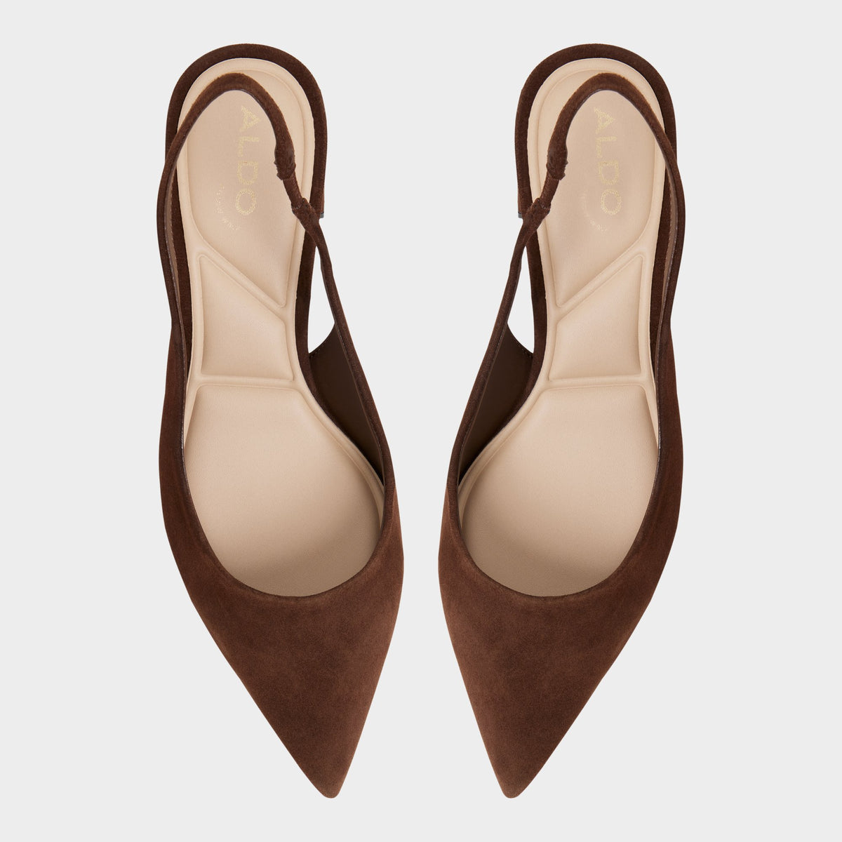 Top-down view of the Dark brown Uliana Slingback block heel