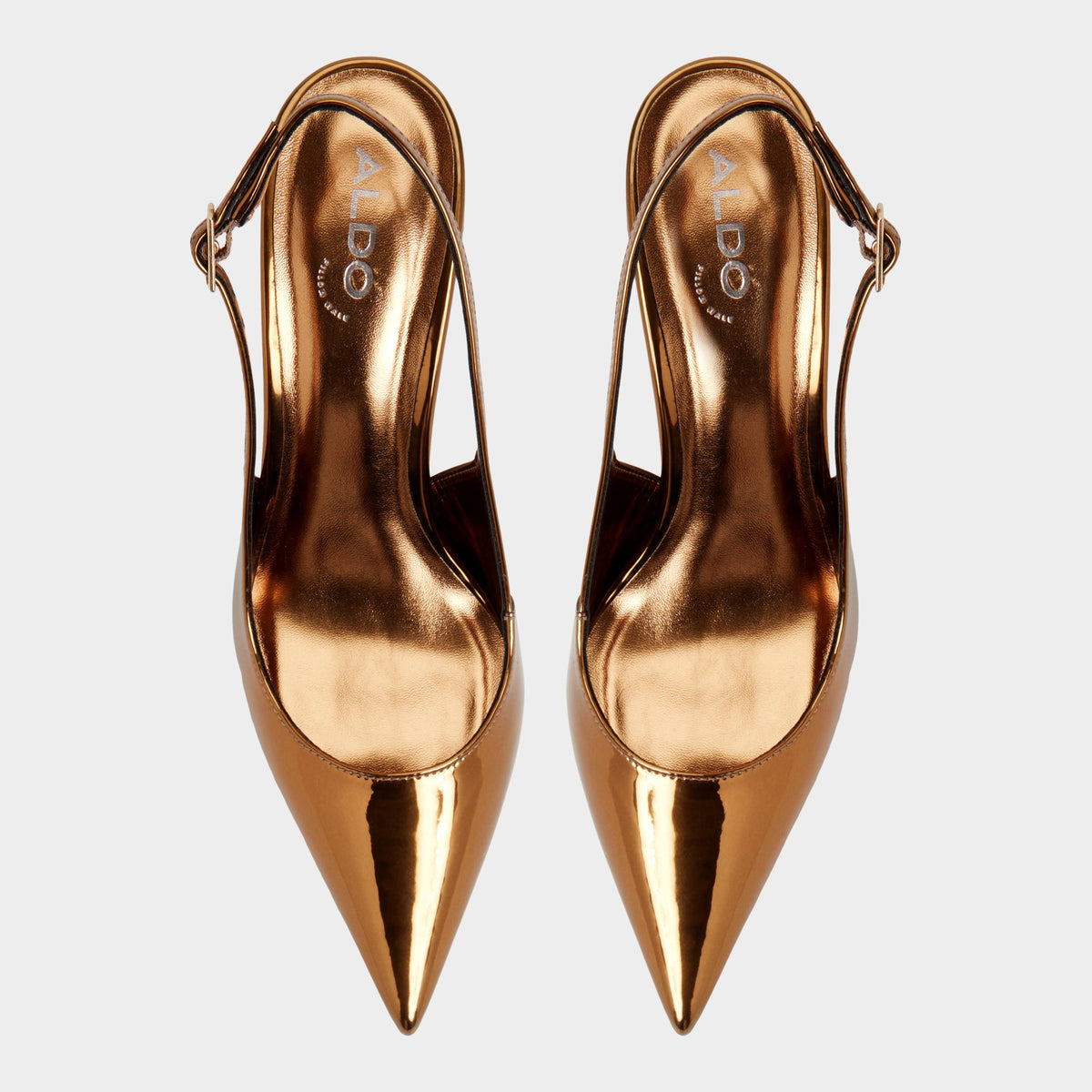 Top-down view of the Bronze Seralina Slingback heel