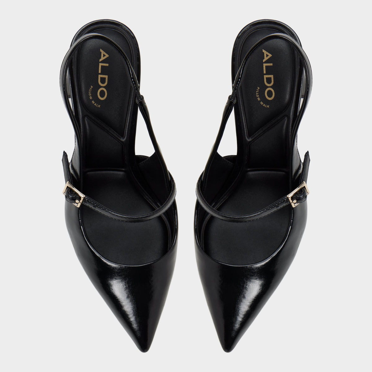 Top-down view of the Other black Vestian Slingback block heel