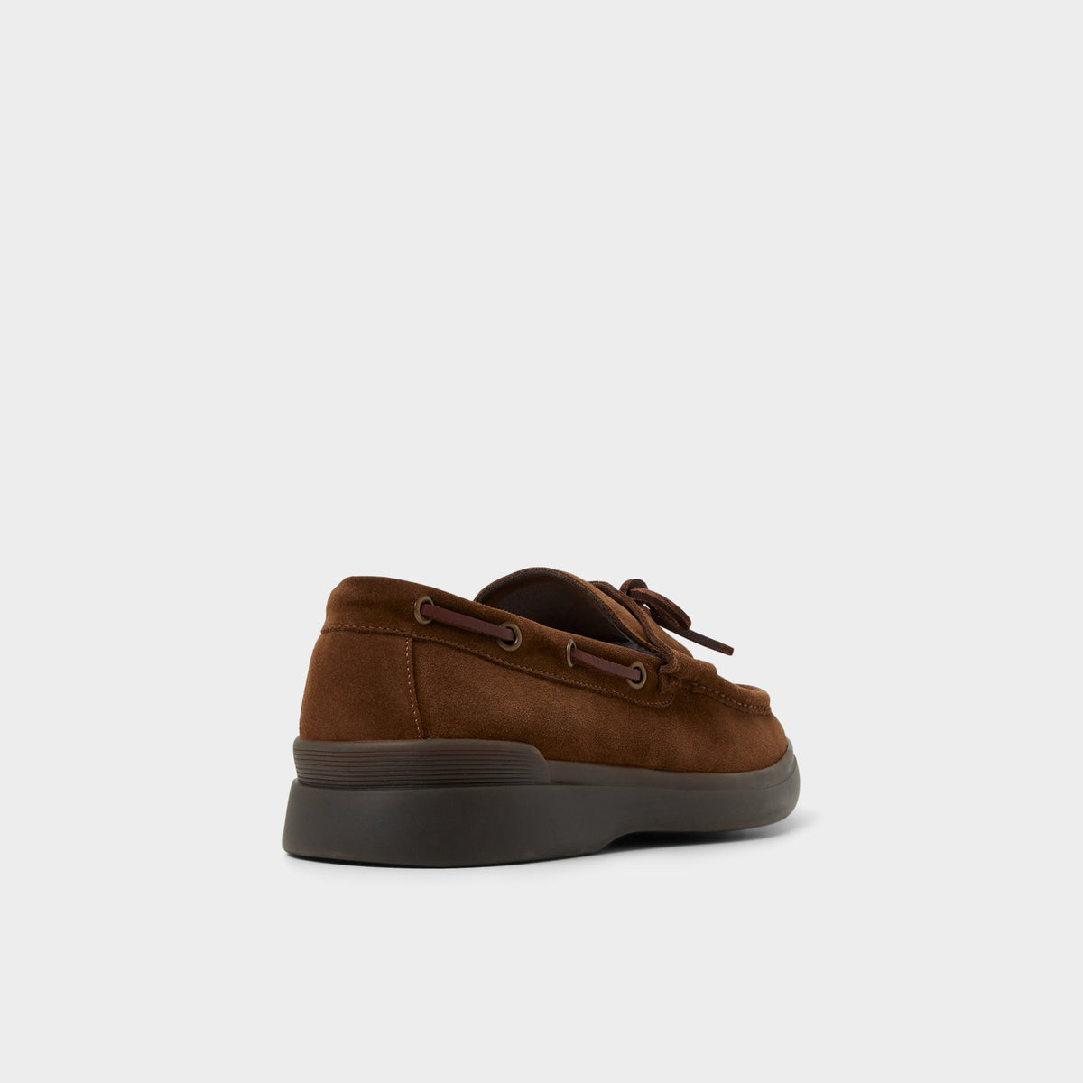 Three-quarter angle of Open brown Bazz Loafer's back side