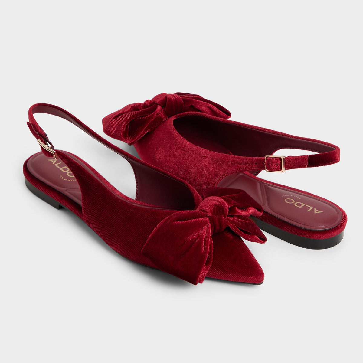Highlighted view of a pair of Medium red Festive Slingback ballerinas