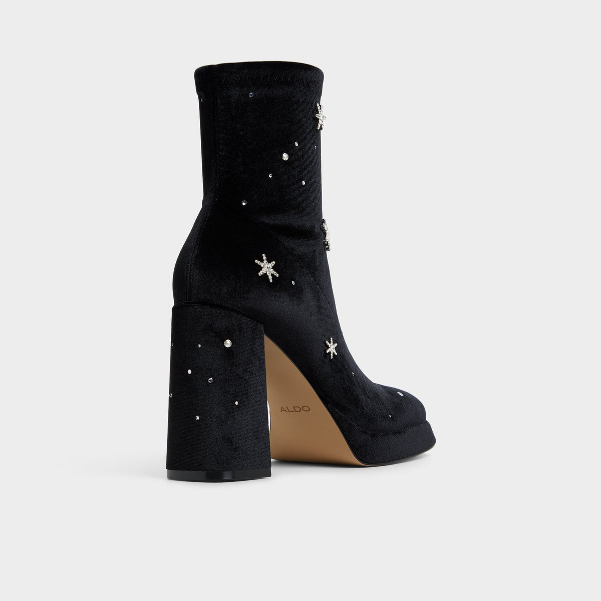 Three-quarter angle of Black Starrie Ankle boot's back side