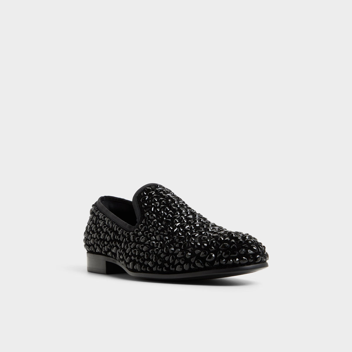 Three-quarter angle of Black Lux Loafer's front side