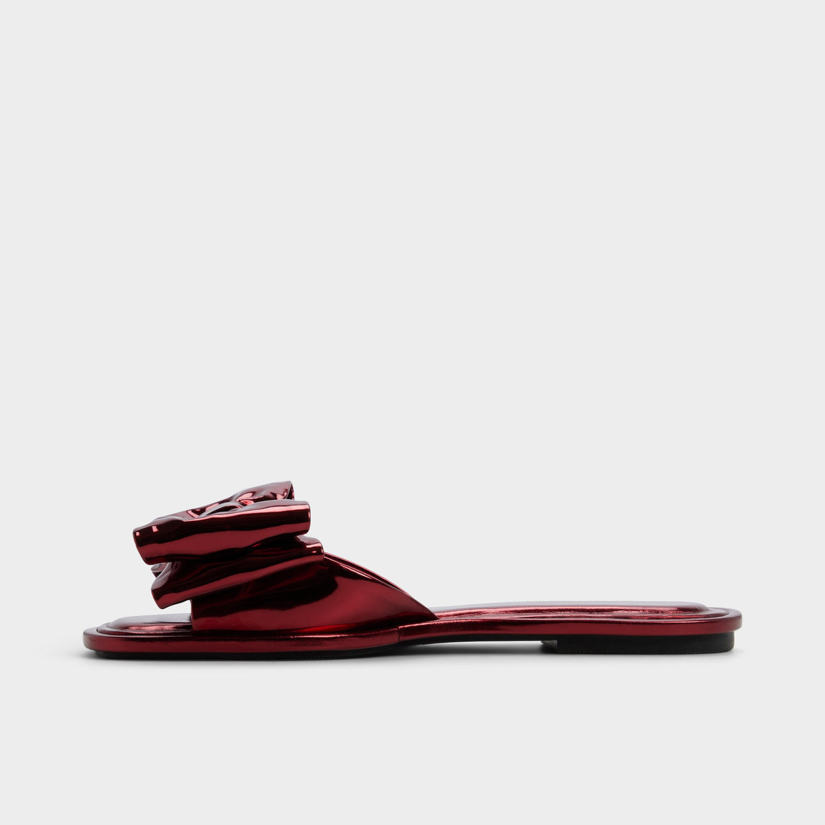 Side view of Medium red Bowetta Slide sandal