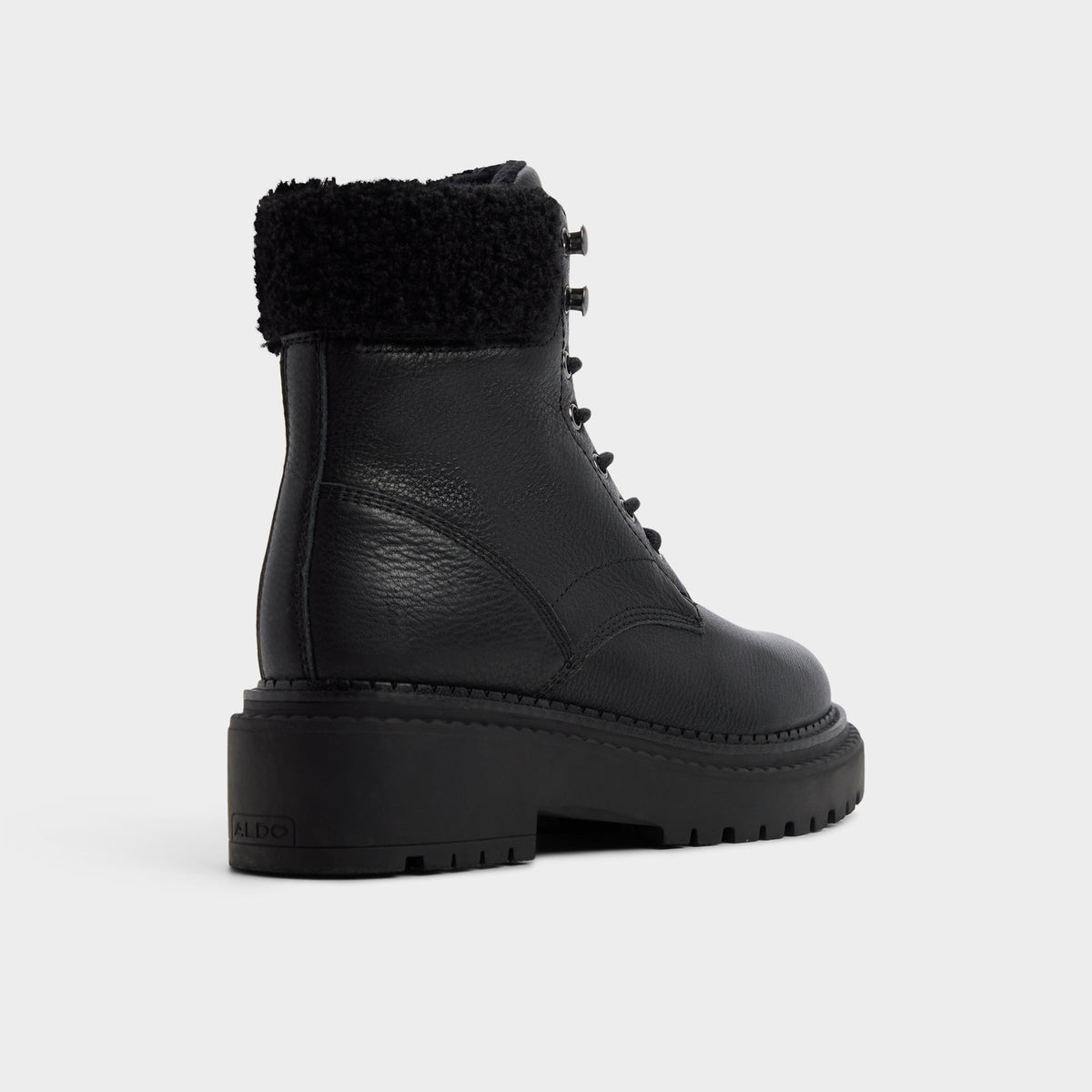 Three-quarter angle of Black Lewellen Hiking boot's back side