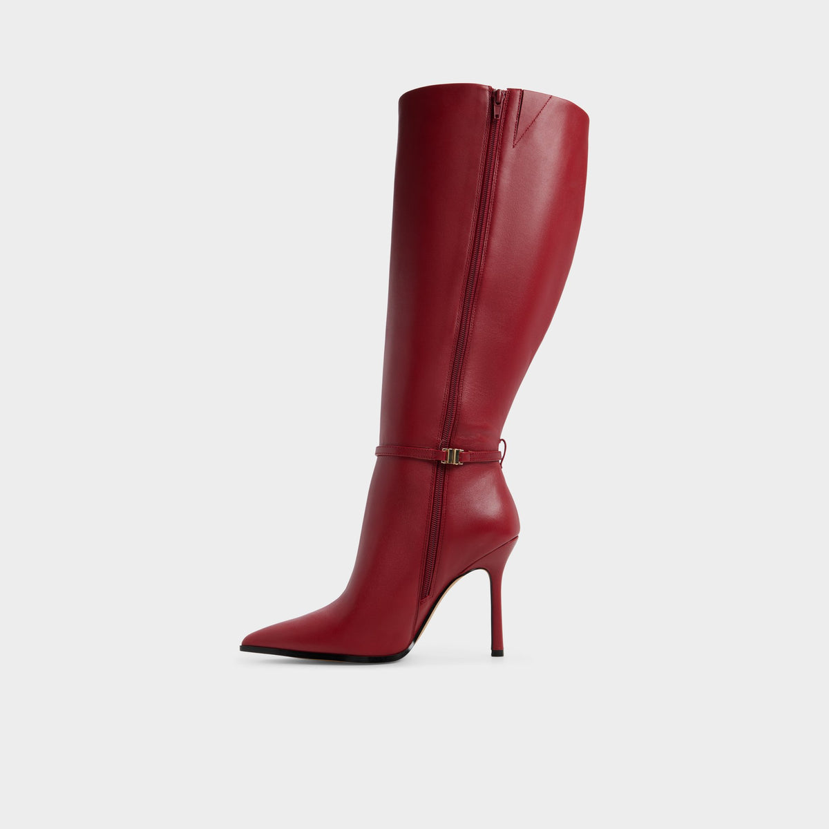 Side view of Dark red Maellie-wc Knee-high boot