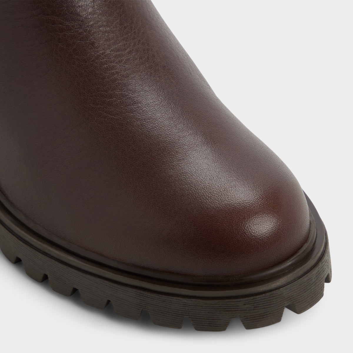 Close-up of the Medium brown Adalitlan Lug sole Chelsea boot