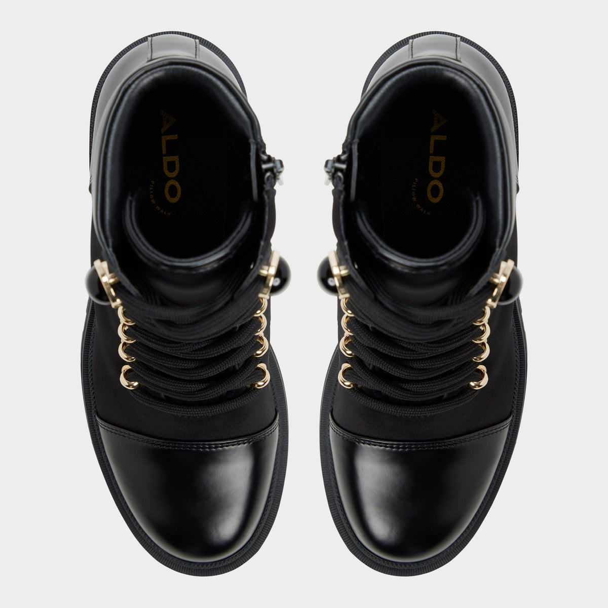 Top-down view of the Black Mariettia Lace-up boot