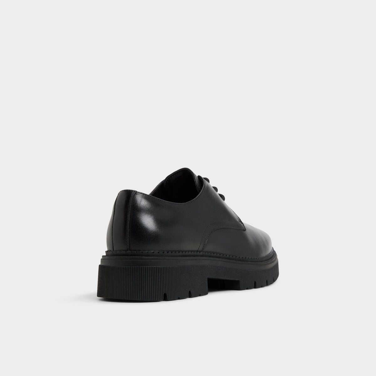 Three-quarter angle of Black Simian Derby shoe's back side