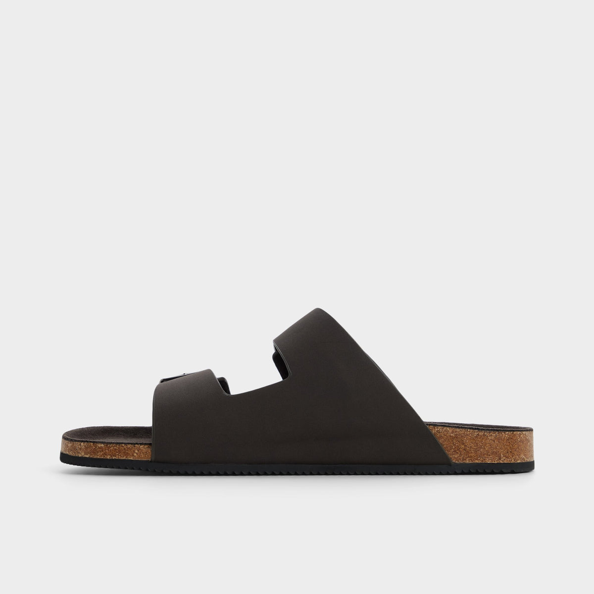 Side view of Dark brown Agustin Slide sandal