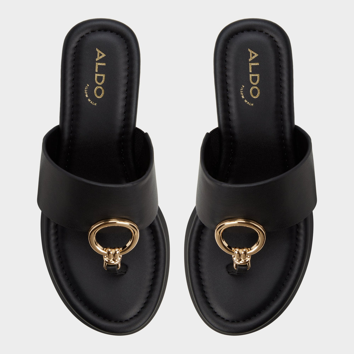 Top-down view of the Black Friegan Slide sandal
