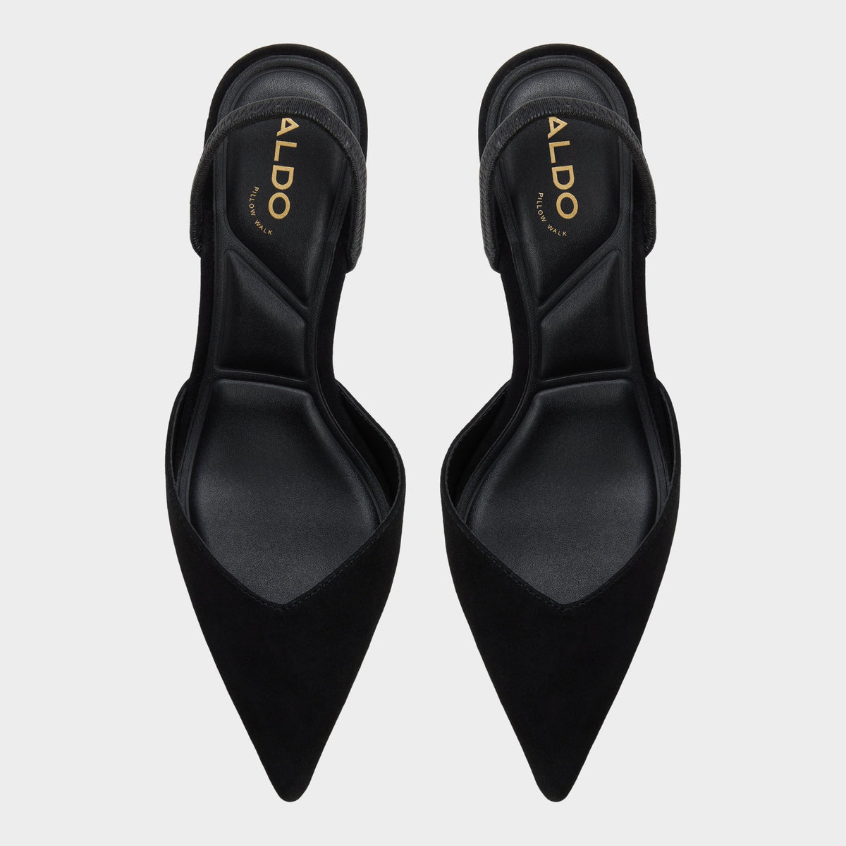 Top-down view of the Black Re-jessica Slingback heel