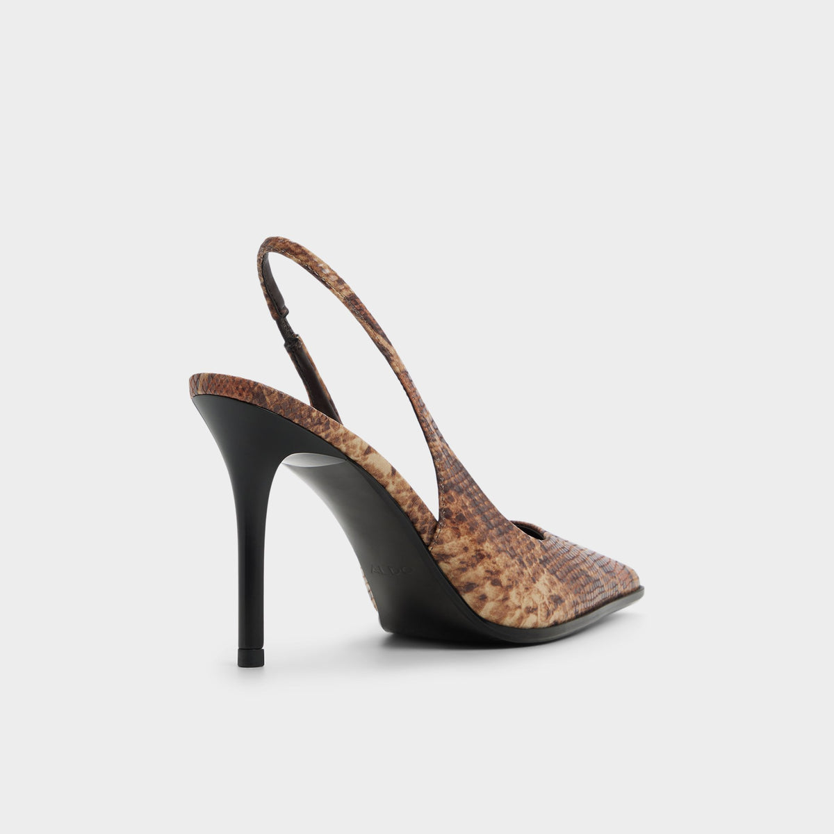 Three-quarter angle of Brown multi Re-samantha Slingback high heel's back side