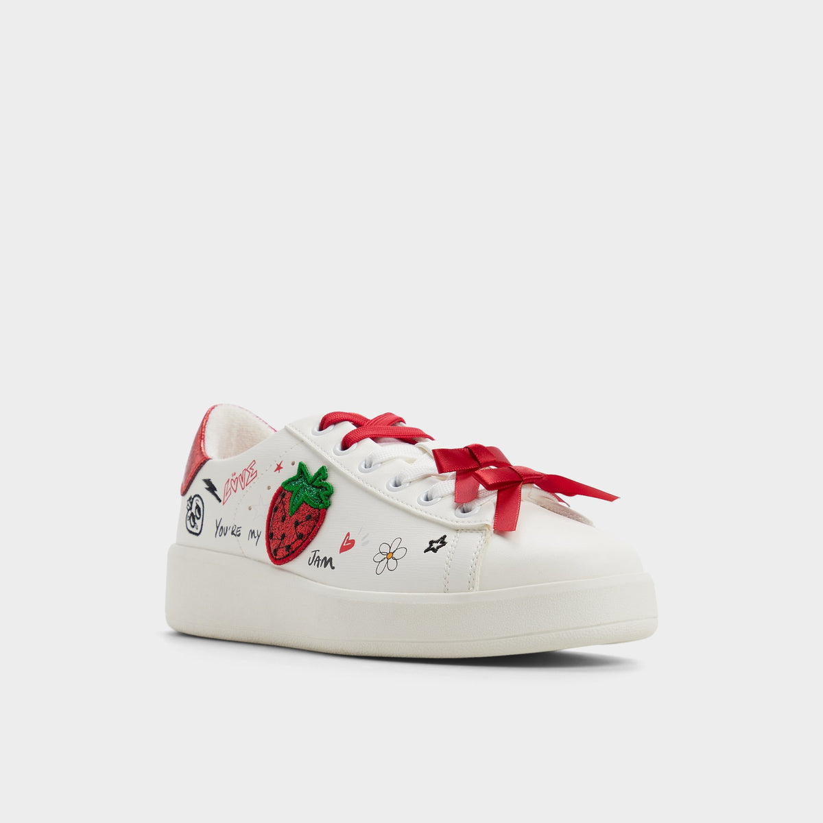 Three-quarter angle of White Lovesneaker Sneaker's front side
