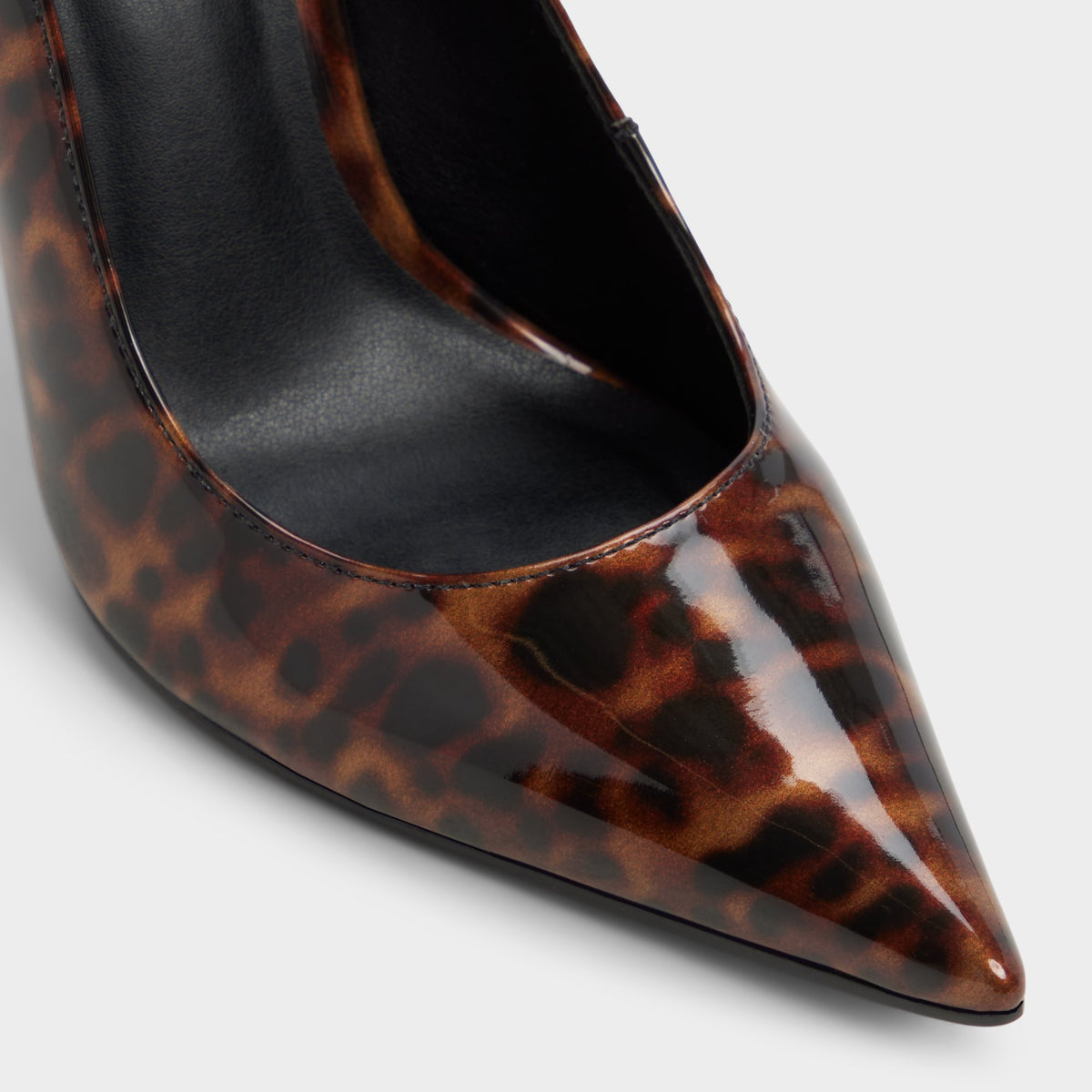 Close-up of the Open brown Antigua Pump