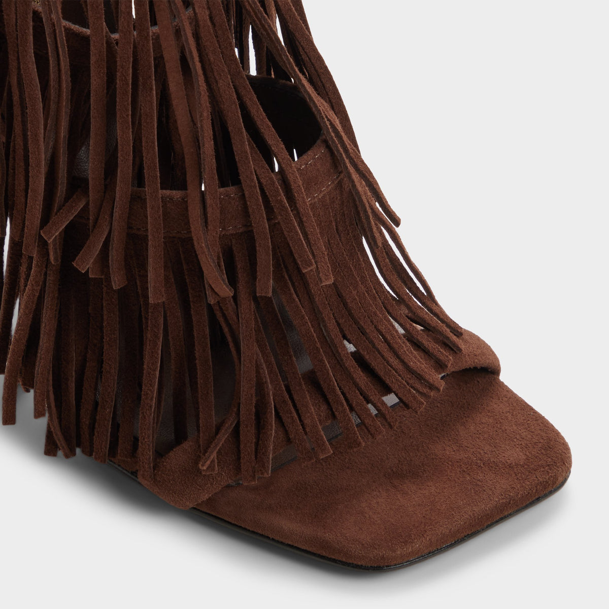 Close-up of the Dark brown Nahana Strappy heeled sandal