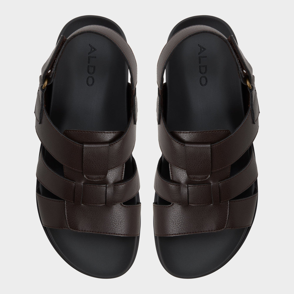 Top-down view of the Dark brown Nuno Strappy flat sandal