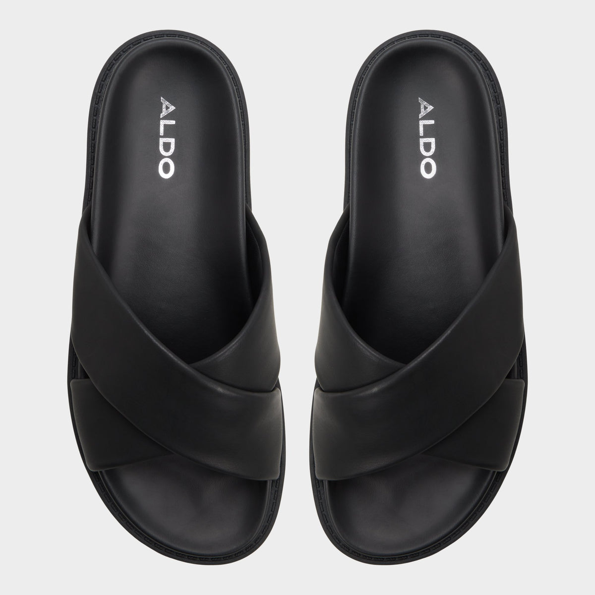 Top-down view of the Black Borgo Slide sandal