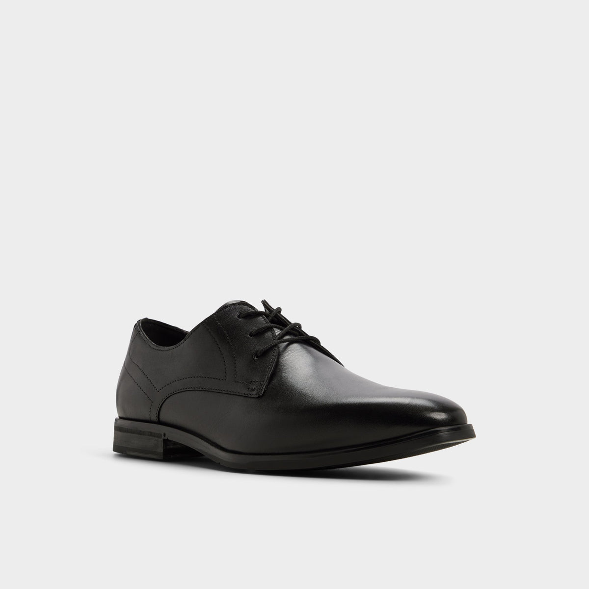 Three-quarter angle of Black Emelio Oxford shoe's front side