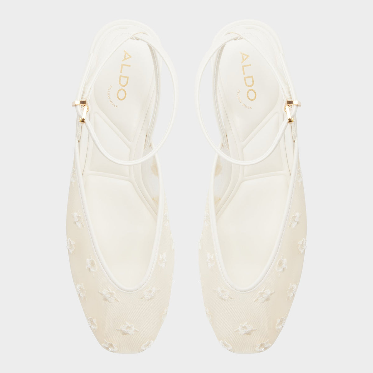 Top-down view of the Other white Eliaa Strappy heeled shoe