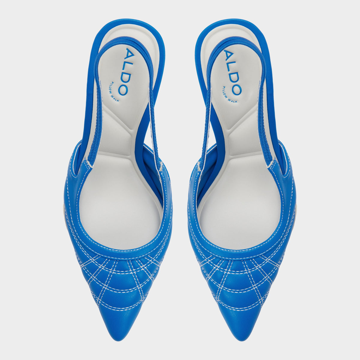 Top-down view of the Medium blue Striker Slingback heel