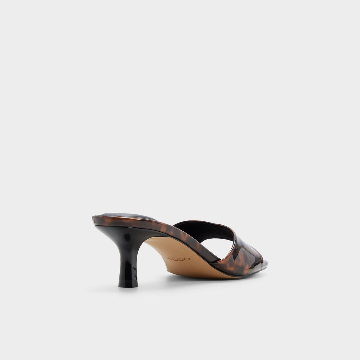 Three-quarter angle of Open brown Walilith Heeled mule's back side