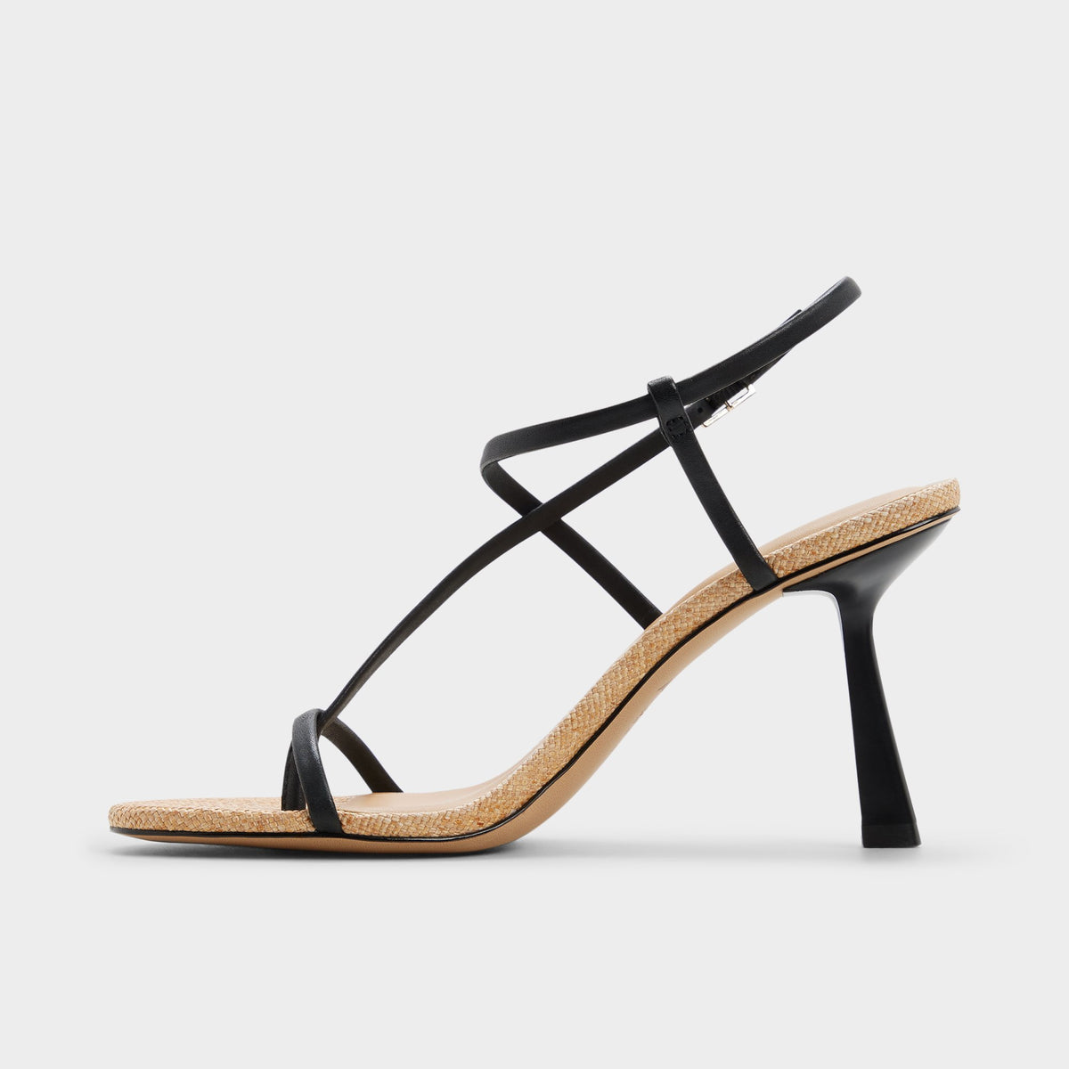 Side view of Black combo Nallia Strappy thong sandal