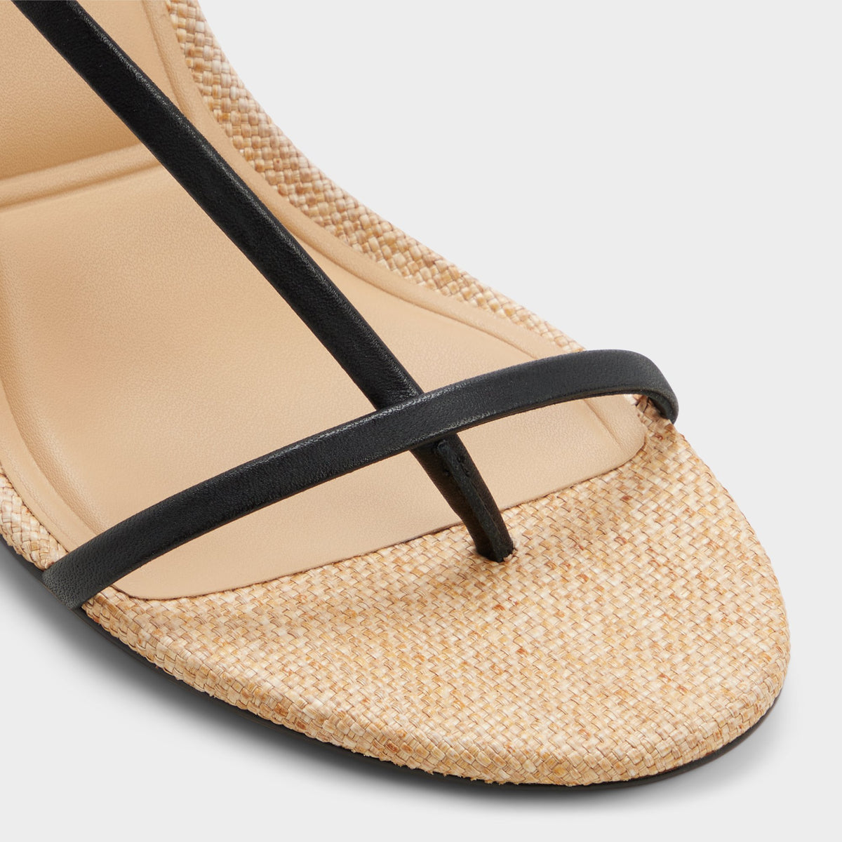 Close-up of the Black combo Nallia Strappy thong sandal