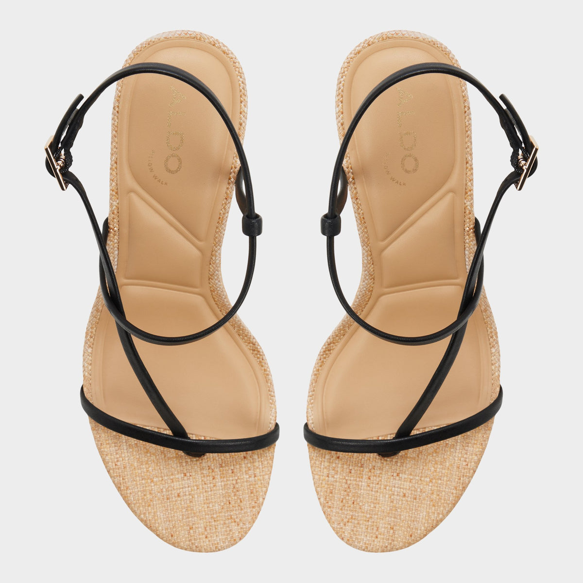Top-down view of the Black combo Nallia Strappy thong sandal